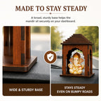 SWAGSTATION Wooden Car Dashboard Mandir with Ganpati Idol | Mini Temple for Car, Office Desk, Café & Home | Small Pooja Mandirs for Gifting & Tabletop Decoration (Mandir 2)