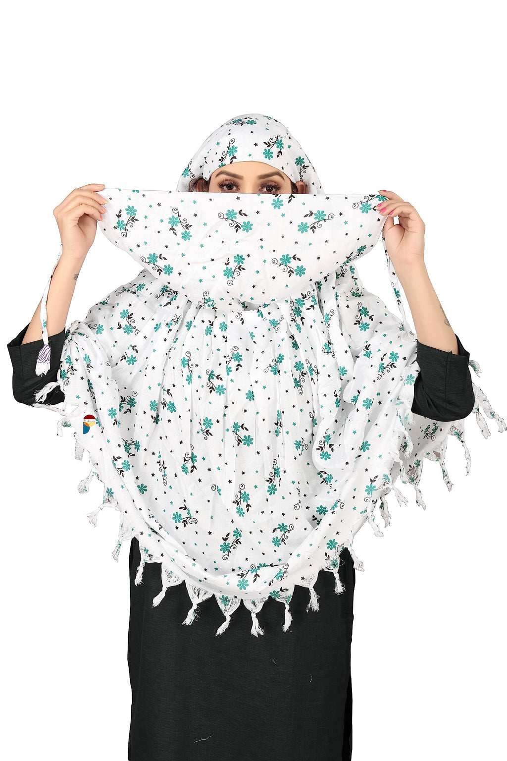 PRACHARAN Cotton Innovative Stylish Flower Printed Pattern Fancy Scarf With Sun Protection Cover Face Cotton Driving Scarf for Women's and Girls, For Female, Multicolor