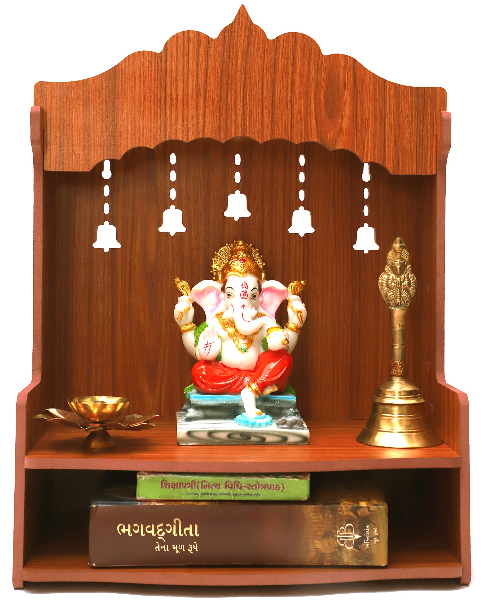 DIVOKAH® Beautiful MDF Wooden Temple/Home Temple/Pooja Mandir WDN Bell