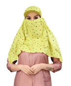 7 season's Cotton Short Scarf Cum Mask Universal Size/Usable for vehicle Driver for sunlight UV protection/White Printed Design (cap mendi, Free)