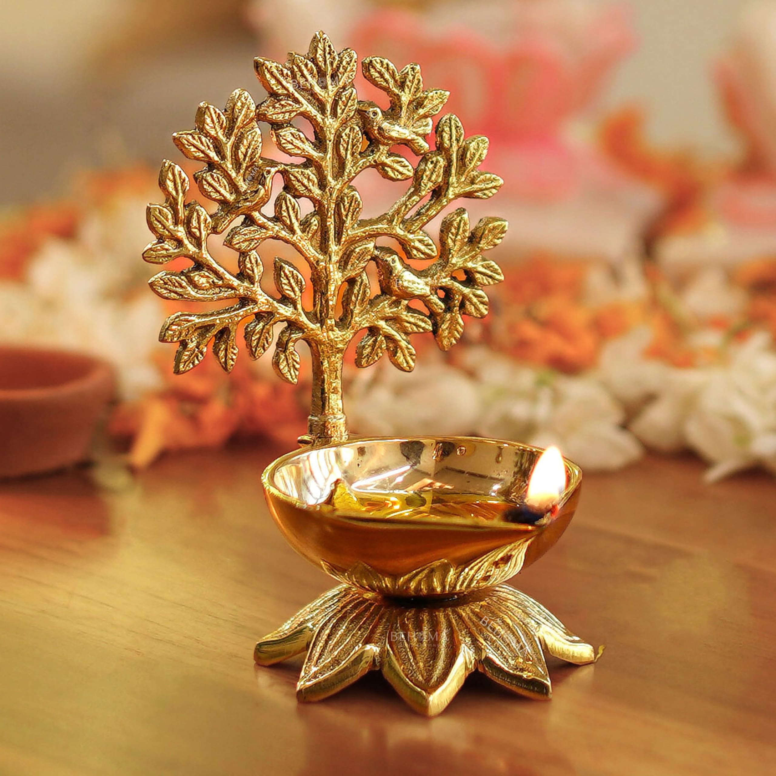 Behoma 100% Pure Brass Kalpavriksha Diya for Puja | Deepak for Mandir