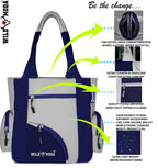 WILD MODA Kat Women Shoulder and Tote Bag (Grey & Blue)