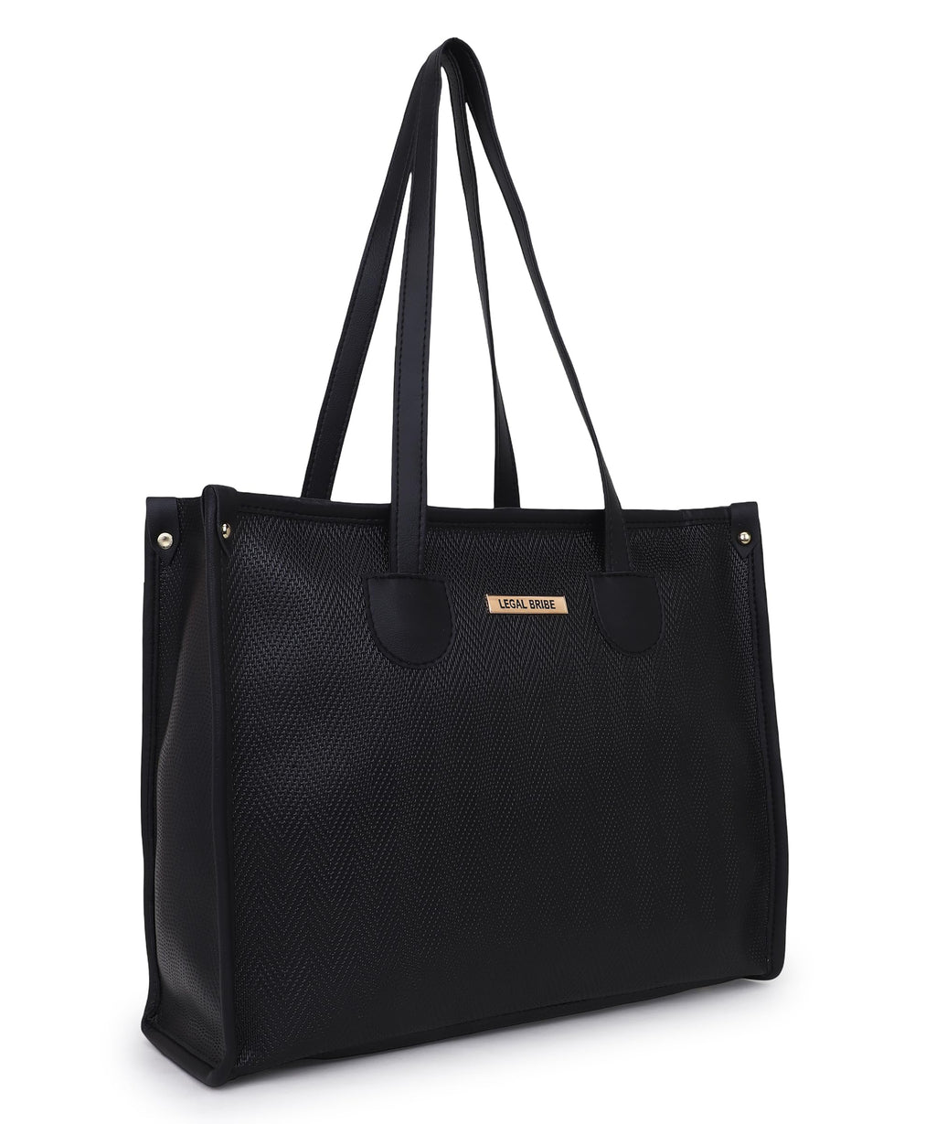 LEGAL BRIBE Textured Tote bag (Dark Black)