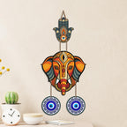 Artvibes Baby Ganesha Evil Eye Wall Hanging for Home Entrance | Nazar Battu MDF Decorative Wall Art | Spiritual Vastu Decor for Living Room | Bedroom | Office | Main Door | Unique Gift (WH_8553N)