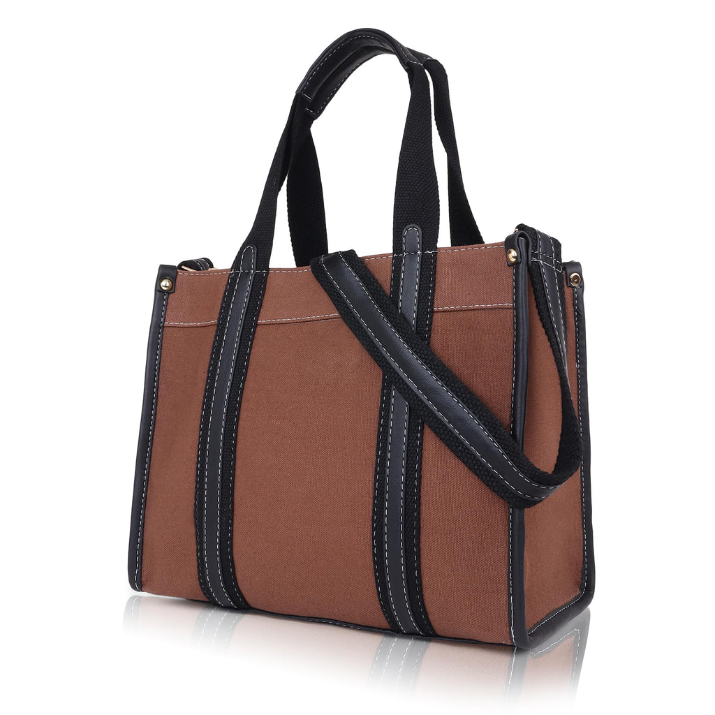 Womanix Womens Tote Bag Niwar Canvas Bag 12 Inch Work Shoulder Bags Casual Small Briefcase Handbag For Travel, Office, College (0045), Multicolor