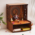 KamlaArt OM Wooden Temple Beautiful MDF Wooden Temple/Pooja Mandir for Home and Office/Wall Mounted Temple Home Decor Temple (15.35 Inches) Brown
