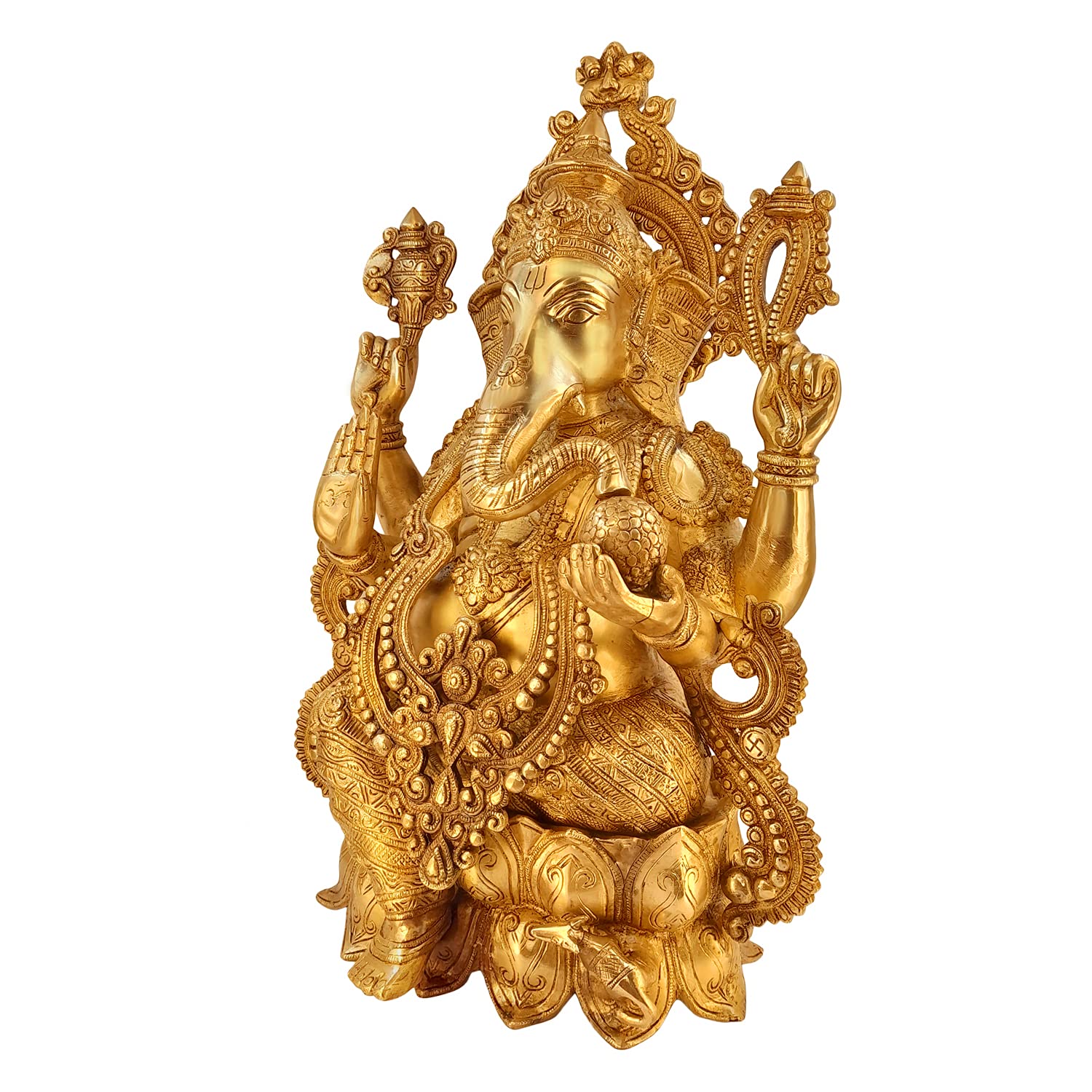 SVARUP Brass Ganesha Idol for Home Decoration Ganpati Statue Murti for Gift Height 21 Inch Weight 22 Kg Color Gold