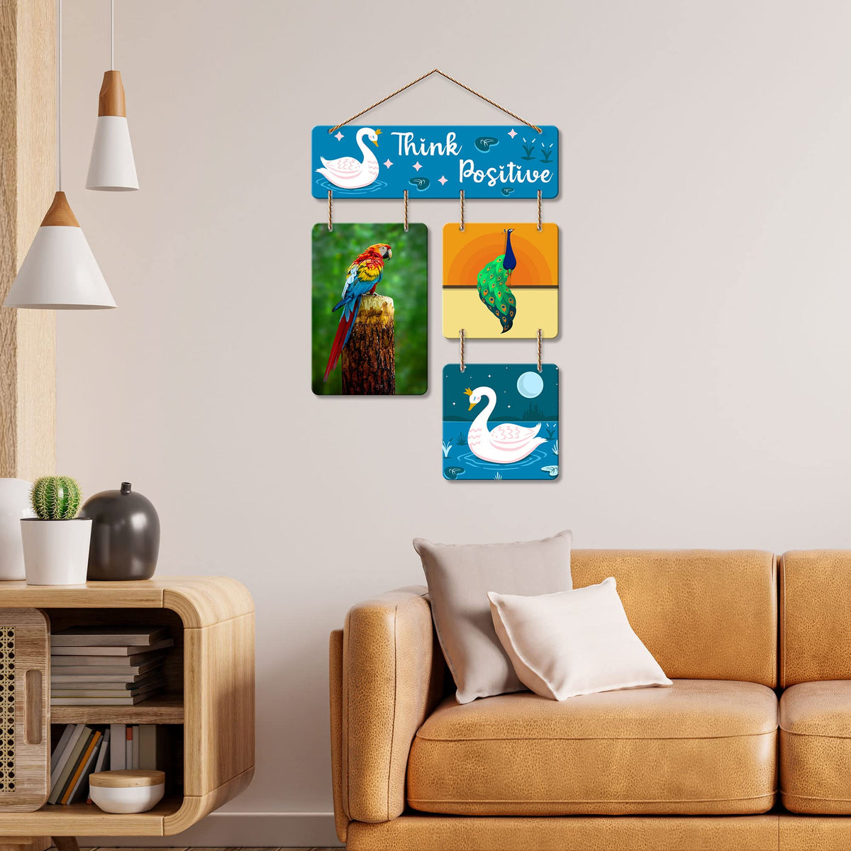 Artvibes Think Positive Designer Wall Hanging Wooden Art | Quotes Decor Item | Wall Poster | Office Decor | Inspirational Quotes Wall Art | Mdf Wall Decoration | Unique Gift Items (WH_6515N)