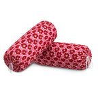 BLOCKS OF INDIA Cotton Hand Block Printed Bolster Cover | Booster Cover with Drawstring | Round Long Pillow Cover for Bed | Dewan Pillow Cover Set 16 X 32 | Set of 2 (RED Flower)
