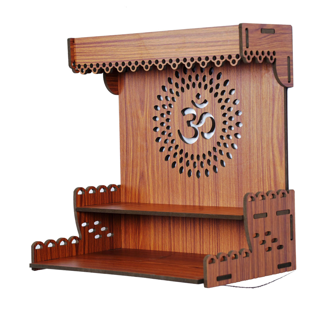 HOMEWEY DECOR Wooden Home Temple Handcrafted Support Heavy Idols Luxurious Finish Pooja Mandir for Home and Office Wall Mount for Pooja Room (TEMPLE068NENA -01DM-22)