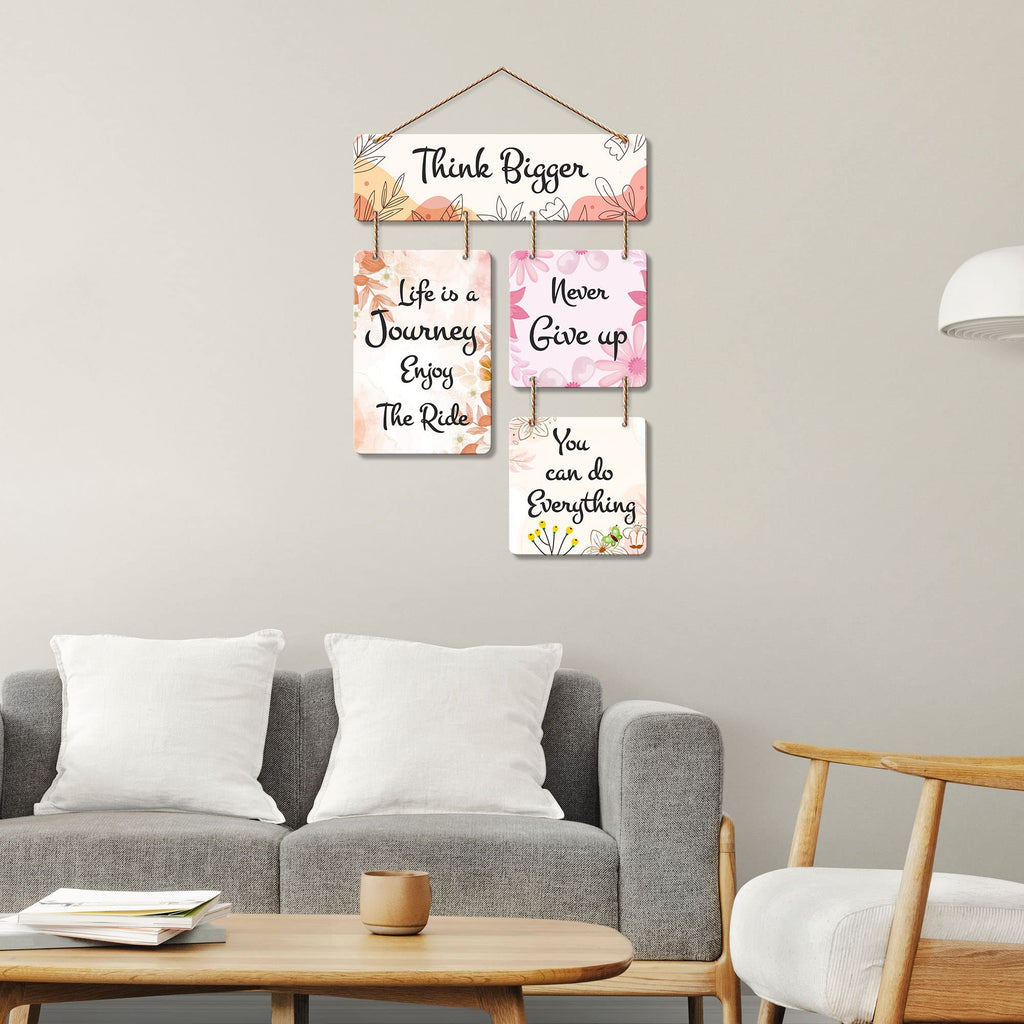 Artvibes Think Bigger Never Give Up MDF Wood Wall Hanger Ornaments | Quotes Decor Item | Motivational Wall Decor | Wall Poster | Graphic Art | Gift Items | Office Wall Decoration Items (WH_6517N)