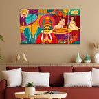 VIBECRAFTS Celebration Onam Festival 5 Pieces Canvas Wall Painting For Home | Office | Living Room | Gift (PTVC5Pcs4_8515)