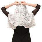 7 season's Girls Cotton Short Female Scarf Cum Mask Scarves Usable For Vehicle Driver Multi Colour Printed Design (White- S Star)