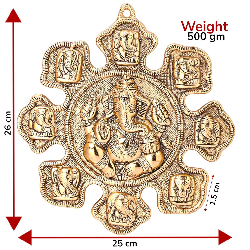 KridayKraft Multicolour Handmade Decorative Metal Aast Vinayak Ganesh Ji Statue