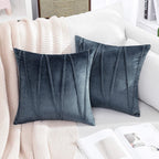 Khooti Velvet Striped Cushion Cover 40 X 40 / 101.6 X 101.6 Cm | Dark Grey | Soft Pillow Covers Cushion Case for Sofa Bedroom Livingroom Chair Car,Cushion Cover with Zig Zag Pattern,1 Count, 200 TC