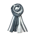 FAHABO Scarf for Women Stylish Pleated Cotton with Woven Border | Hijab Scarf | Stole | Soft, Lightweight, and Latest Scarves | 77 x 33 Inches (Dark Grey and White)