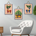 Artvibes Bond Between Nature & Animals Art Wooden Wall Hanger for Home Decor | Living Room | Office | Wall Art Painting For Hall | Graphic Artwork | Wall Art Print | Gift Items (WH_9683N), Set of 3