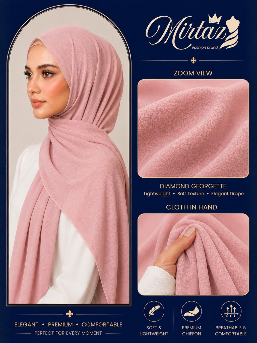 MIRTAZ Women's Chiffon Hijab Combo Pack of 6 | Soft Lightweight Plain Hijab Scarf | 180 x 70 cm (Pack Of 6 (M02))