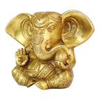 Svarup Brass Sitting Ganesha Idol in Gold Color Height 10 Inch Weight 1.9 Kg