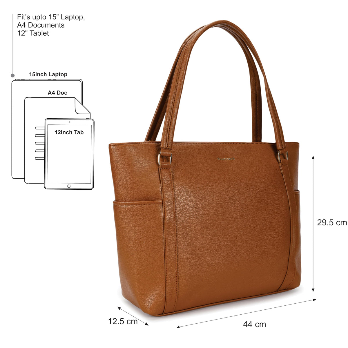 Fastrack JetSet Laptop Tote For Women | Faux Leather Work Tote With Padded Laptop Sleeve | Structured Shape & Zip Closure | Trendy Office Bags For Women