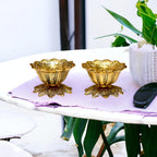 KridayKraft Aluminium Flower Mukhwas Bowl (Gold)