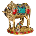 ARTVARKO Brass Unique Statueidol Kamadhenu Cow God Idol Religious Sculpture Figurine for Home & Office- Product Size: 6 Inch