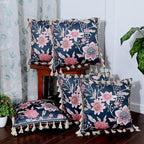 ishro home Premium Cushion Cover 16 inch x 16 inch | Set of 5 – Soft European Standard Fabric, Frill Design, Machine Washable | (5, Night Sapphire, 16x16 Inch)