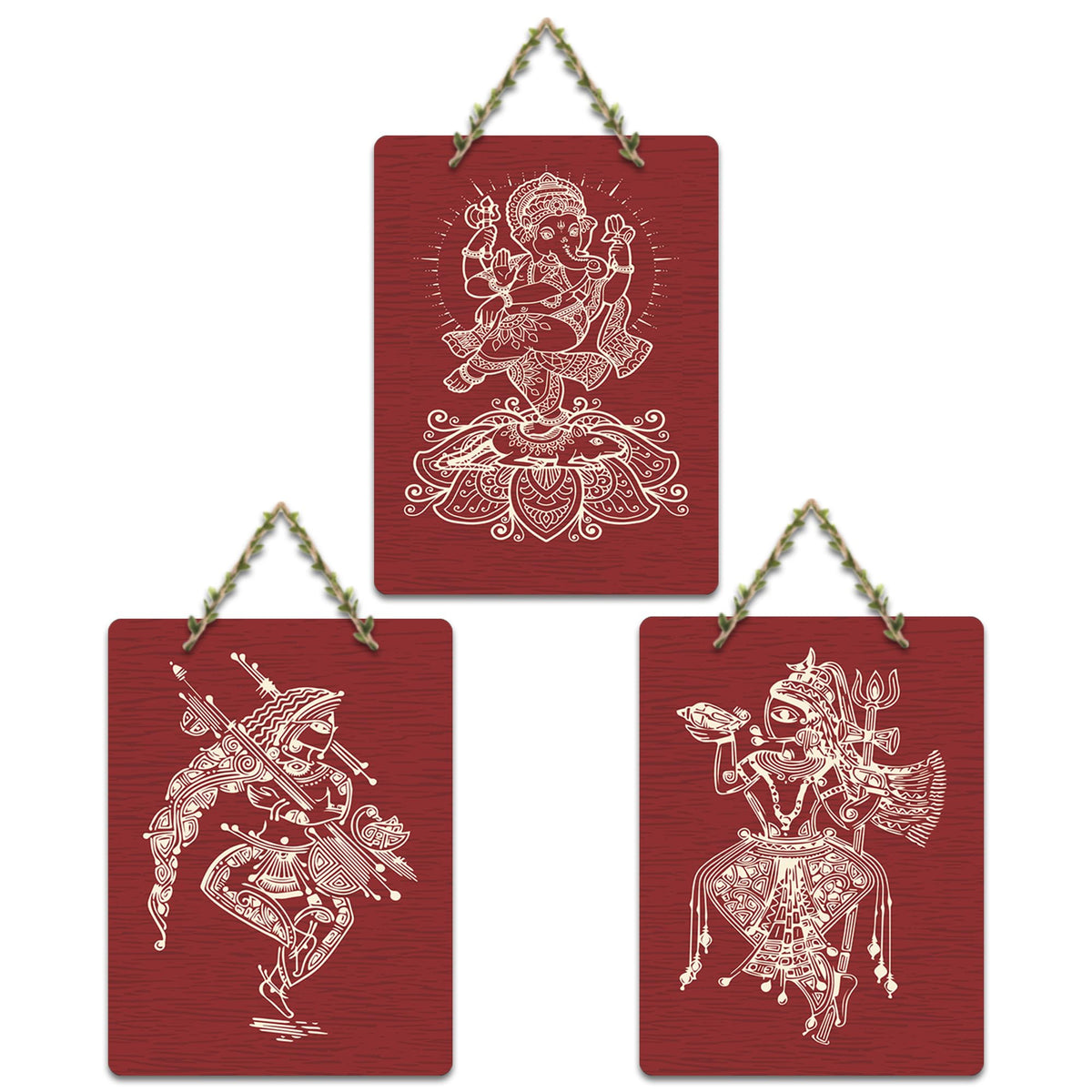 Artvibes Mytholgical GodsDecorative MDF Wooden Wall Art for Home | Printed Wall Decoration | Scenery For Drawing Room | Wall Illustrations | Artworks Hangings | Gift Items (WH_96149N), Set of 3
