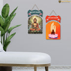 Artvibes Gautam Buddha Meditating Wooden Wall Haning for Living Room | Spiritual Decor Items | Wall Art Painting For Hall | Wall Paintings | Handcrafted Art | Poster | Gift Items (WH_9213N), Set of 2
