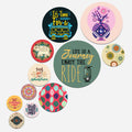 Artvibes Its Time for A New Adventure Decorative Round Shape MDF Wooden Wall Hanging | Quotes Decor Item | Traveller Quotes Wall Art | Wall Poster | Home Decor | Unique Gift (WPS_142NN), Set of 11