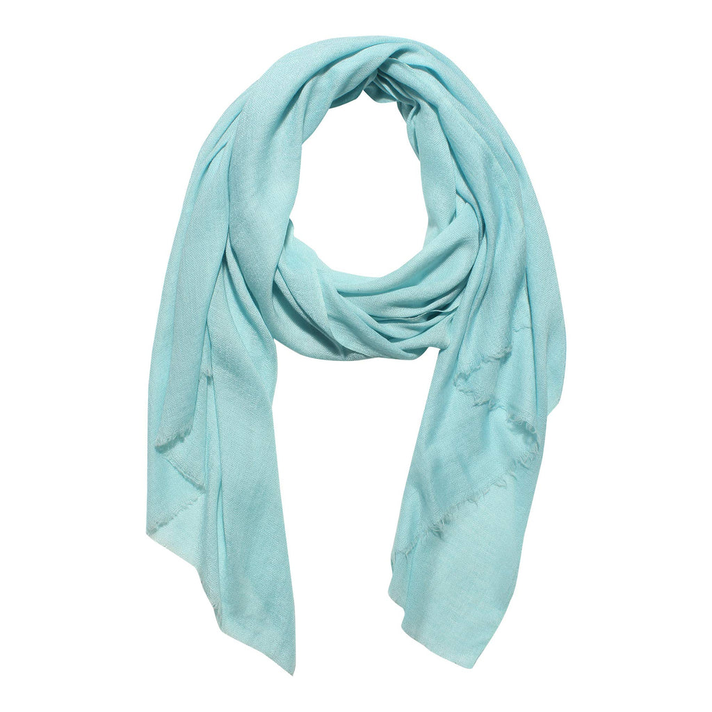 MUFFLY Fine Blended Ultra Soft & Warm Wool Silk Unisex Pashmina Shawl, Stole & Wrap with Hanger (Sky Blue)