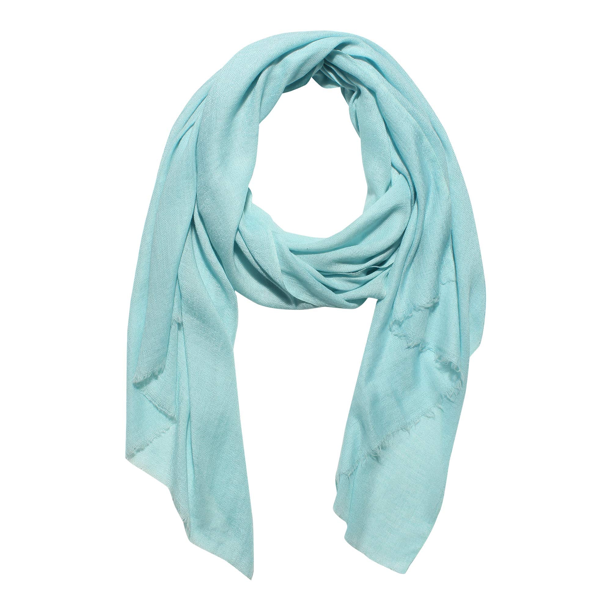 MUFFLY Fine Blended Ultra Soft & Warm Wool Silk Unisex Pashmina Shawl, Stole & Wrap with Hanger (Sky Blue)