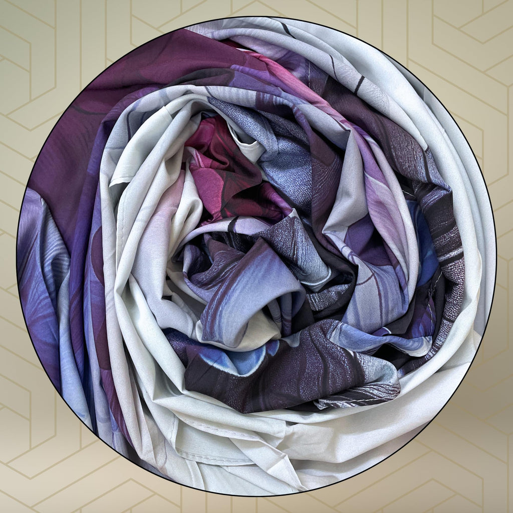 FAHABO Iconic Collection Digital Print Swiss Butter Cotton Scarf Stole for Women (Mute Sky Blue - Pu)