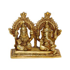 ARTVARKO Brass Ganesha Laxmi Ganesh Lakshmi Bhagwan Idol Sitting Ganpati Murti Metal Statue for Home Office Success Entrance Décor Diwali Pooja Good Luck Gift(4.5x3.75 Inch)