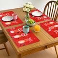 PRAKARTIK BY INDUARTS Dining Table Mats Set of 4 - Reindeer Christmas Theme,Digital Print, Washable, Indoor/Outdoor, Heat-Proof, Water Resistant, Wipe & Clean (47X33 cm) Red Kafalo