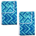 Divine Casa Polyester All-Weather 120 GSM Printed Lightweight Reversible Design Set of 2 Single Bed AC Dohar Blanket - Cyan and Navy Blue| TC - 120 Kafalo