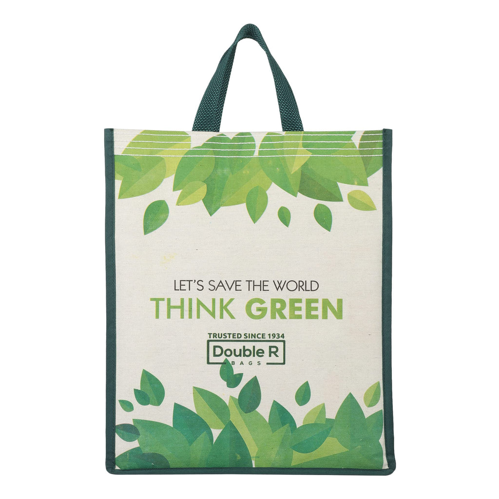 DOUBLE R BAGS Unisex Eco-Friendly Reusable Cotton Canvas Casual Bag with Reinforced Handles (Think, 40.6x35x10 cm) | Multi-Purpose Grocery, Kitchen Essentials, Fruits & Veggies Bag | Pack of 1