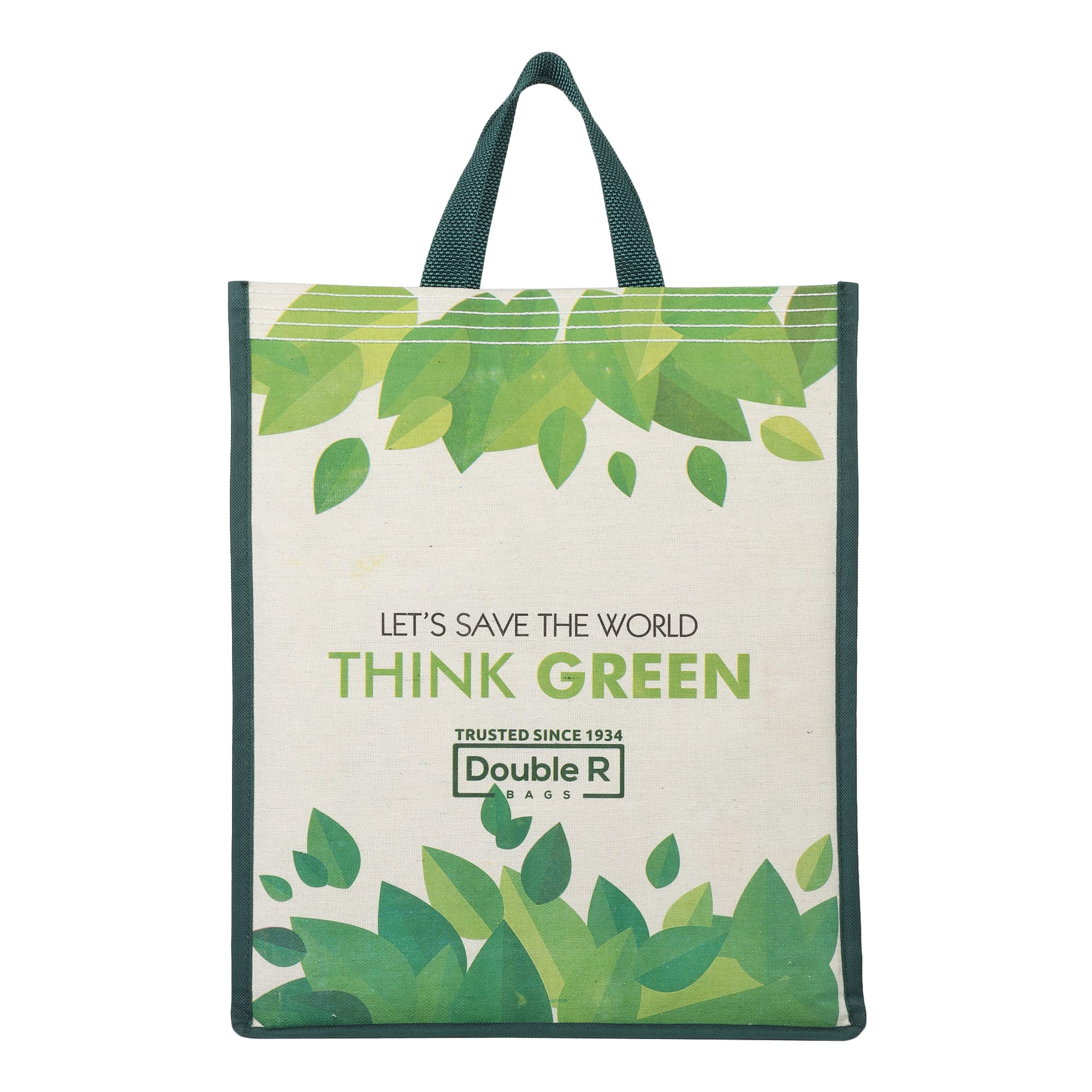 DOUBLE R BAGS Unisex Eco-Friendly Reusable Cotton Canvas Casual Bag with Reinforced Handles (Think, 40.6x35x10 cm) | Multi-Purpose Grocery, Kitchen Essentials, Fruits & Veggies Bag | Pack of 1