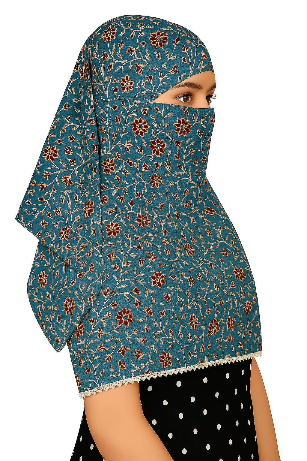 DEEPNYRA - LIVING STYLE Scarf Face Full Covering With Mask Head Hair Wrap Sun Protection For Women Cotton Printed Square All Season Wear (BLUE BAIL)