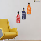 Artvibes Tribal Warli Art Decor Bottle shaped Wooden Wall Hanging | Living Room | Office | Cafe | Handcrafted Art | Wall Accent | Art Painting | Artworks Hangings | Gift Items (WH_9511N), Set of 3