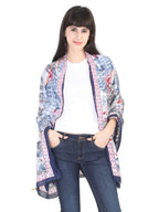 FabSeasons Women's Premium Printed Cotton Long Scarf for Summer and Winter (Size 95 x 190 cm, Navy Blue)