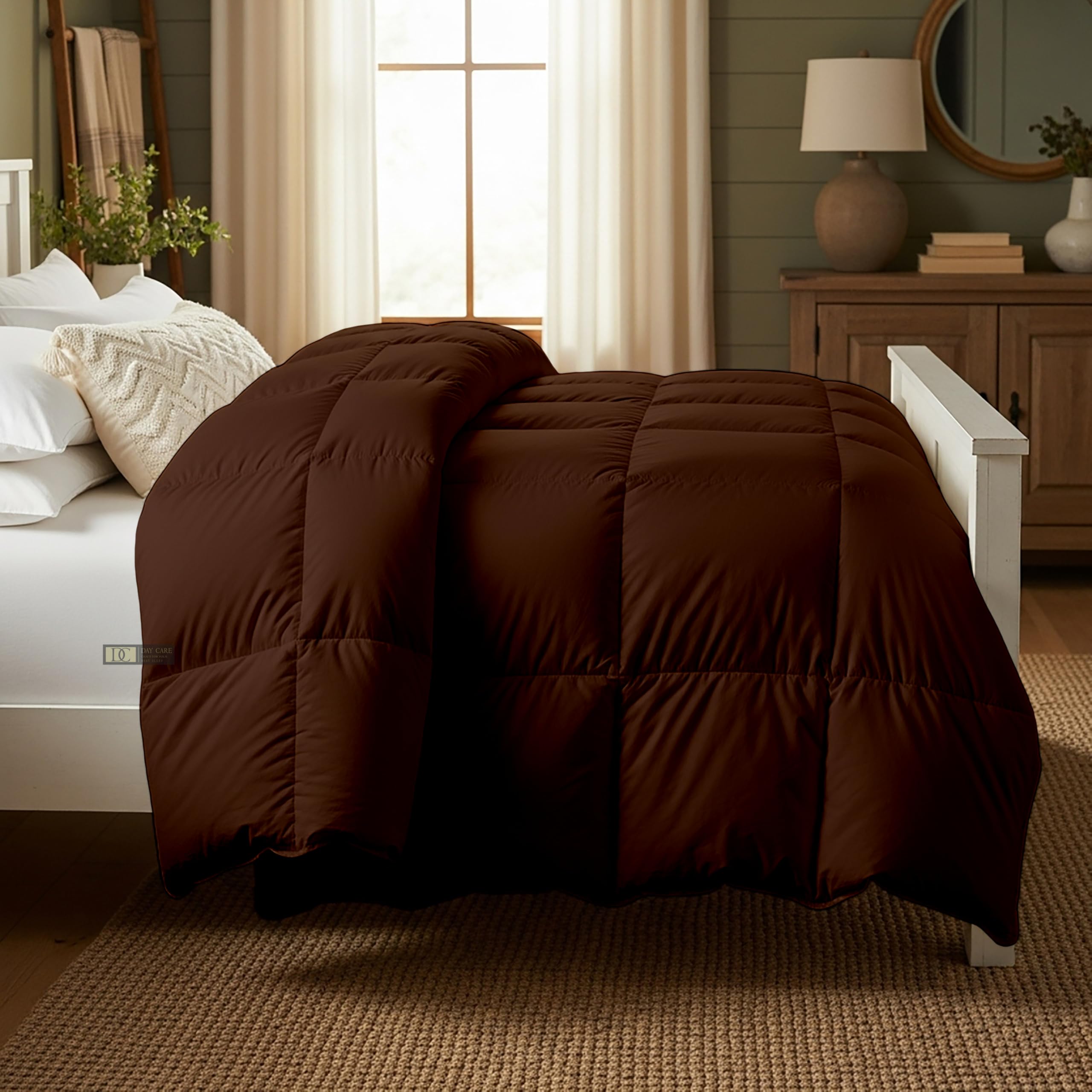 Day Care® Cloud Loom 500 GSM Filling Microfiber Comforter | Warm Winter Quilt Blanket Rajai | Soft, Breathable & Durable Bedding | 60x90 Single Bed - Chocolate Brown Kafalo