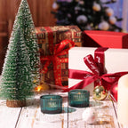 Mahganya Set of 6 Votive Glass Tealight Candle Holders - Christmas Decorations Items for Home Dcor Living Room Bedroom Dining Table (Green)