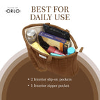 HOUSE OF ORLO Premium Cotton Waffle Quilted Tote Bag, Large Spacious Handbag for College, Office, Work, Travel, Shopping & Daily Use - Brown