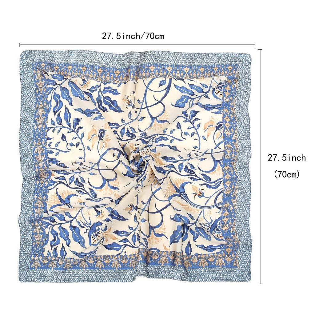 Ahamo Silk Blend Square Scarf for Women 70x70cm | Stylish Paisley Print Bandana Headscarf | Satin Hair Accessory for Daily Use/Wedding/Office