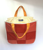 Shop Karishma Women's Reusable Shopping/Grocery Classic Tote Bag With Pocket Shoulder Cotton Handbag Travel Bag Multi-Purpose (Orange Checks)