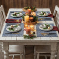 YELONA Placemats Set of 4, Heat-Resistant Woven Vinyl Table Mats, Non-Slip & Washable Dining Tablemats for Kitchen & Dinner Decor, Blue & White (45cm x 30cm)