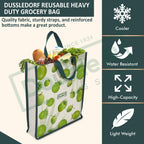 DOUBLE R BAGS Unisex Big Eco Cotton Canvas Shopping Bag for Grocery, Milk, Fruits & Vegetables | Reusable Jhola Tote with Reinforced Handles | Cherry Print, 34x9.5x39.5 cm, 1 Compartment (Pack of 4)