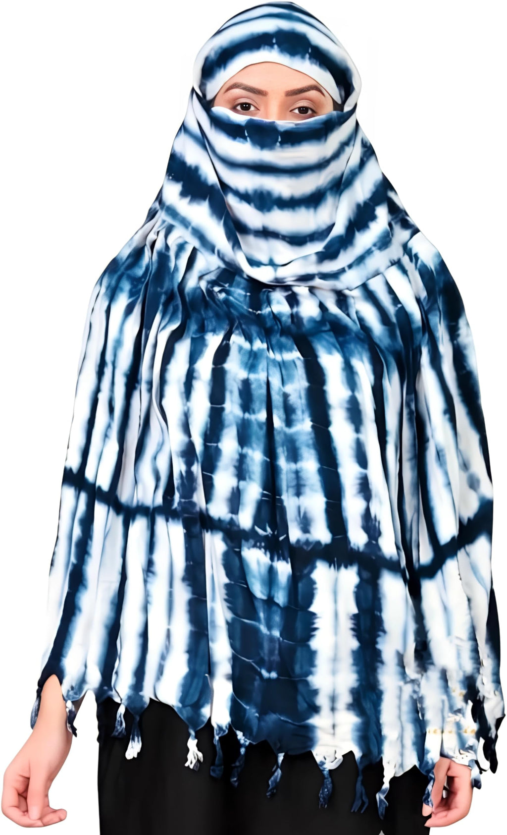 HETVIN Cotton Long Scarf Cum Mask Scarves Usable for Vehicle Driver | White Printed Design Fabric | Universal Size | Soft & Breathable Sun Protection | For Girl & Women (Leriya - Blue)