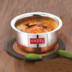 HAZEL Stainless Steel Patila Set with Lid 3 Pieces (1 L, 1.5 L & 1.9 L) | Copper Bottom Tope for Daily Cooking | Durable Kitchen Utensils Set